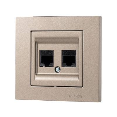 Розетка компьютерная RJ45 двойная, цвет титановый